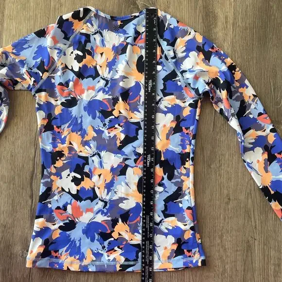 Athleta Point Break Rashguard Women's Small Long Sleeve Floral Swim Surf Top - Picture 9 of 9